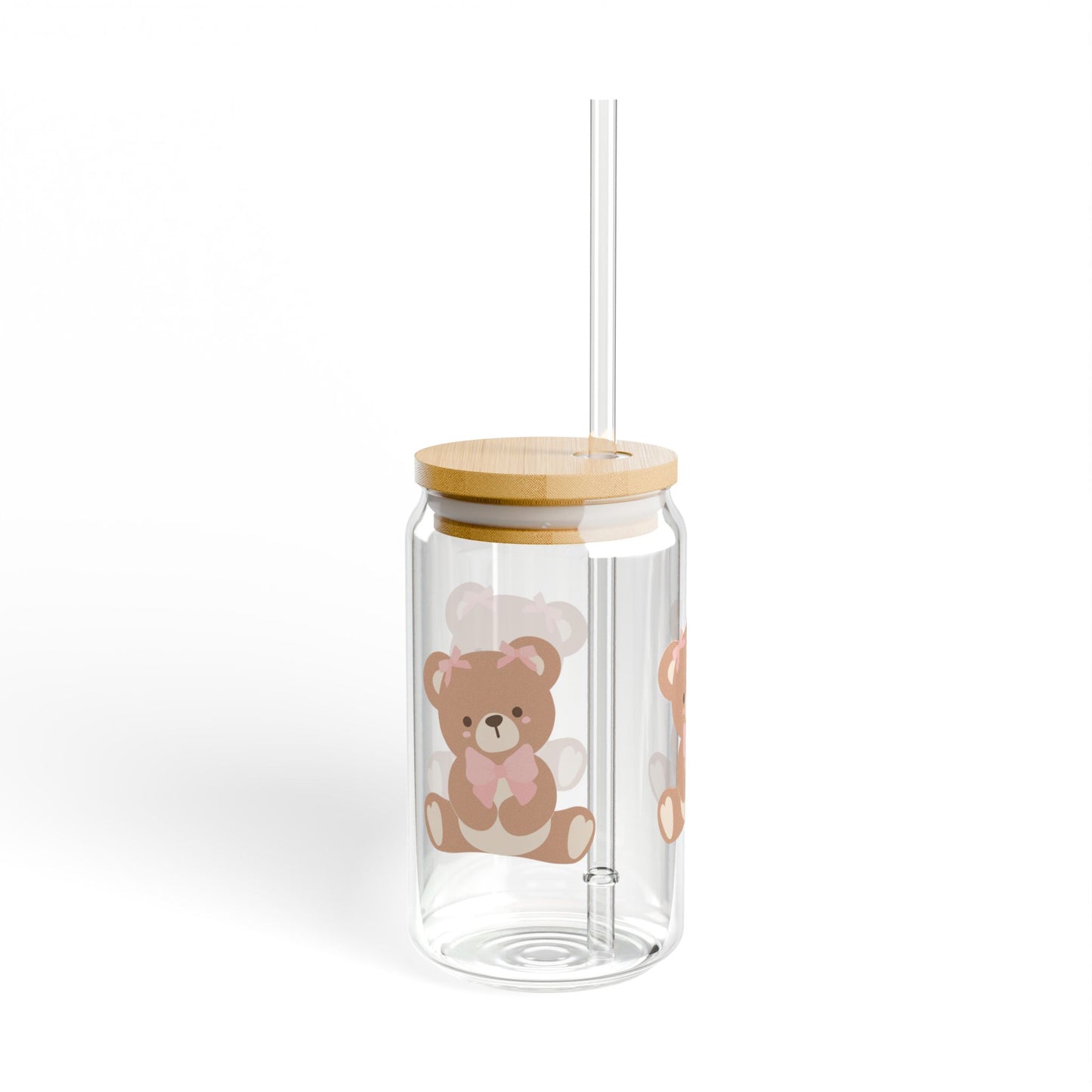 Cute Bear Glass - 16oz with Straw