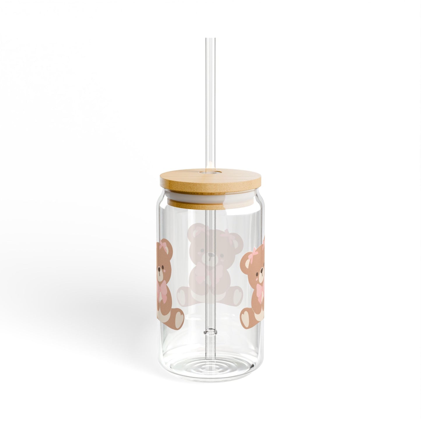 Cute Bear Glass - 16oz with Straw