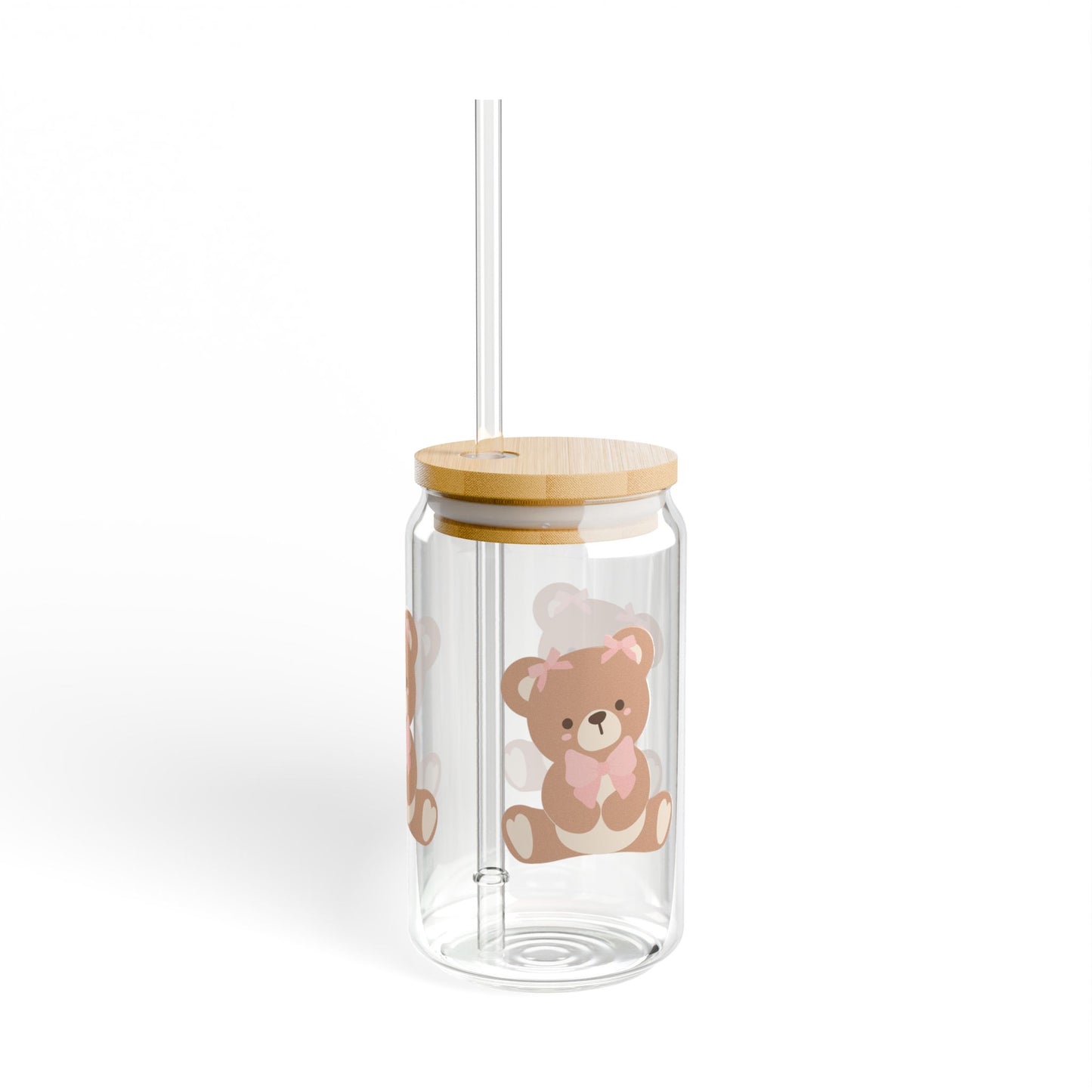 Cute Bear Glass - 16oz with Straw