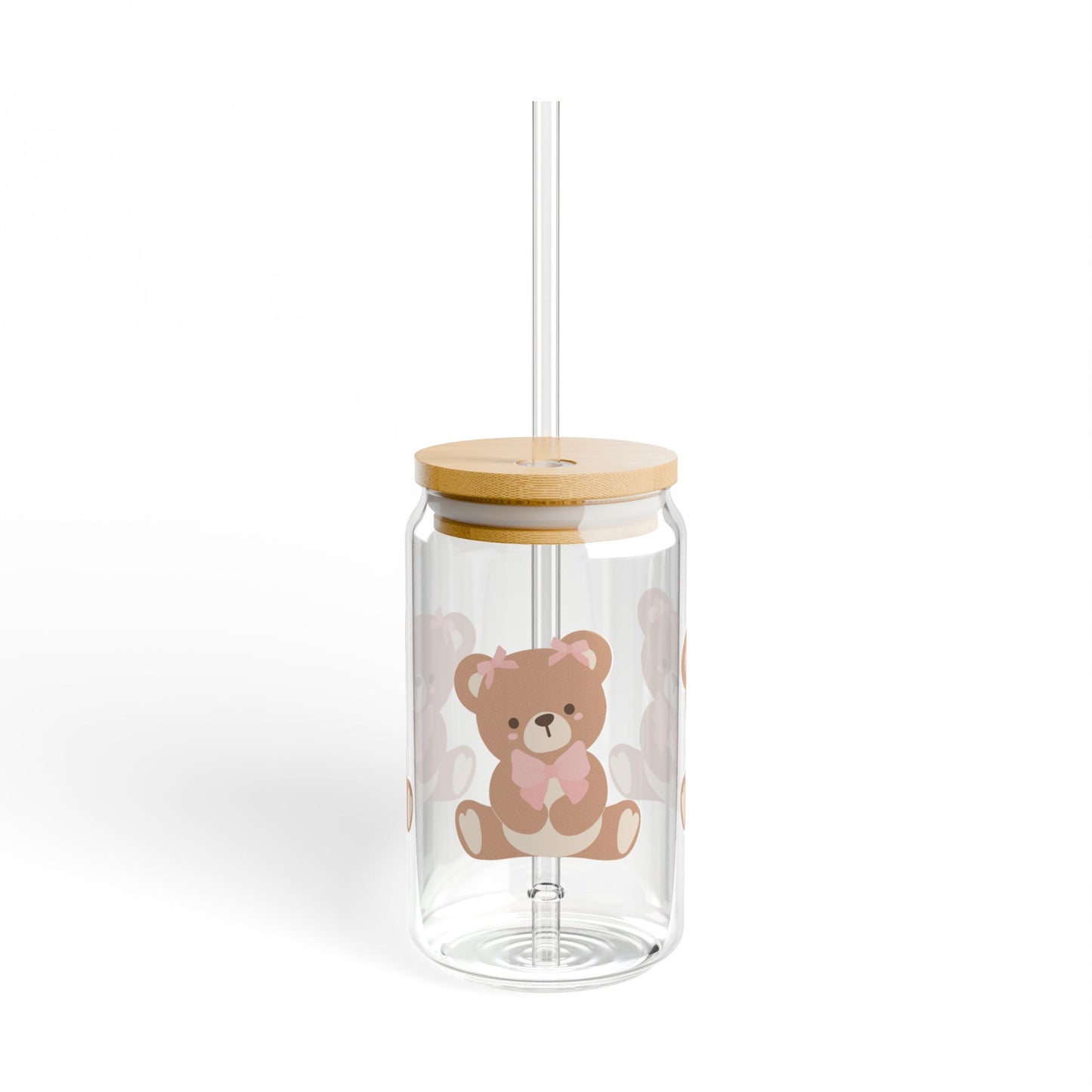 Cute Bear Glass - 16oz with Straw